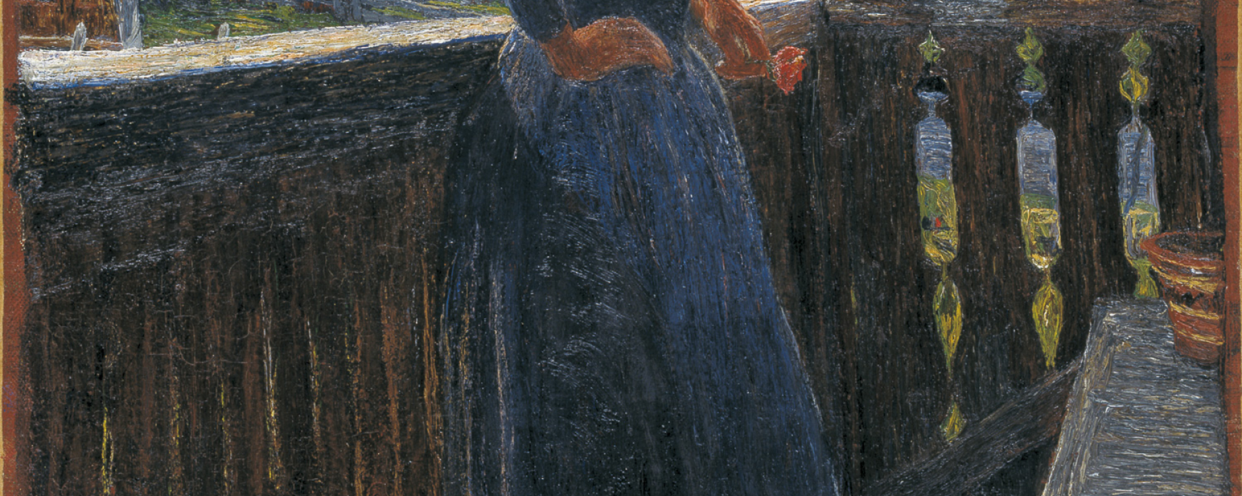 Sul balcone – Auf dem Balkon, 1892: (64,5 × 41 cm, Öl auf Leinwand, Bündner Kunstmuseum Chur, Depositum der Gottfried Keller-Stiftung).