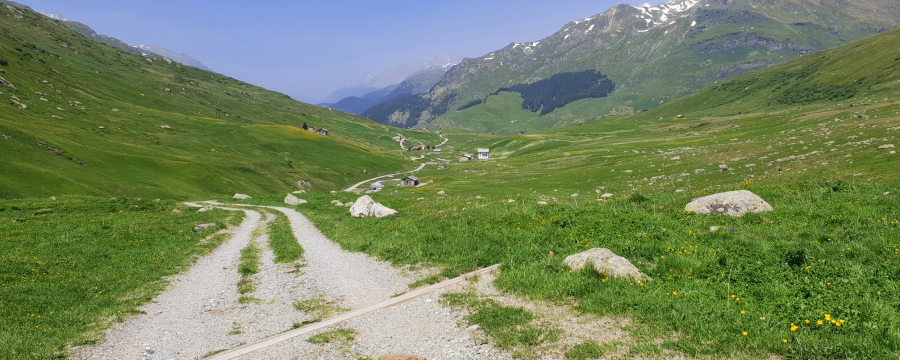 Blick von der Septimerstrasse Richtung Bivio