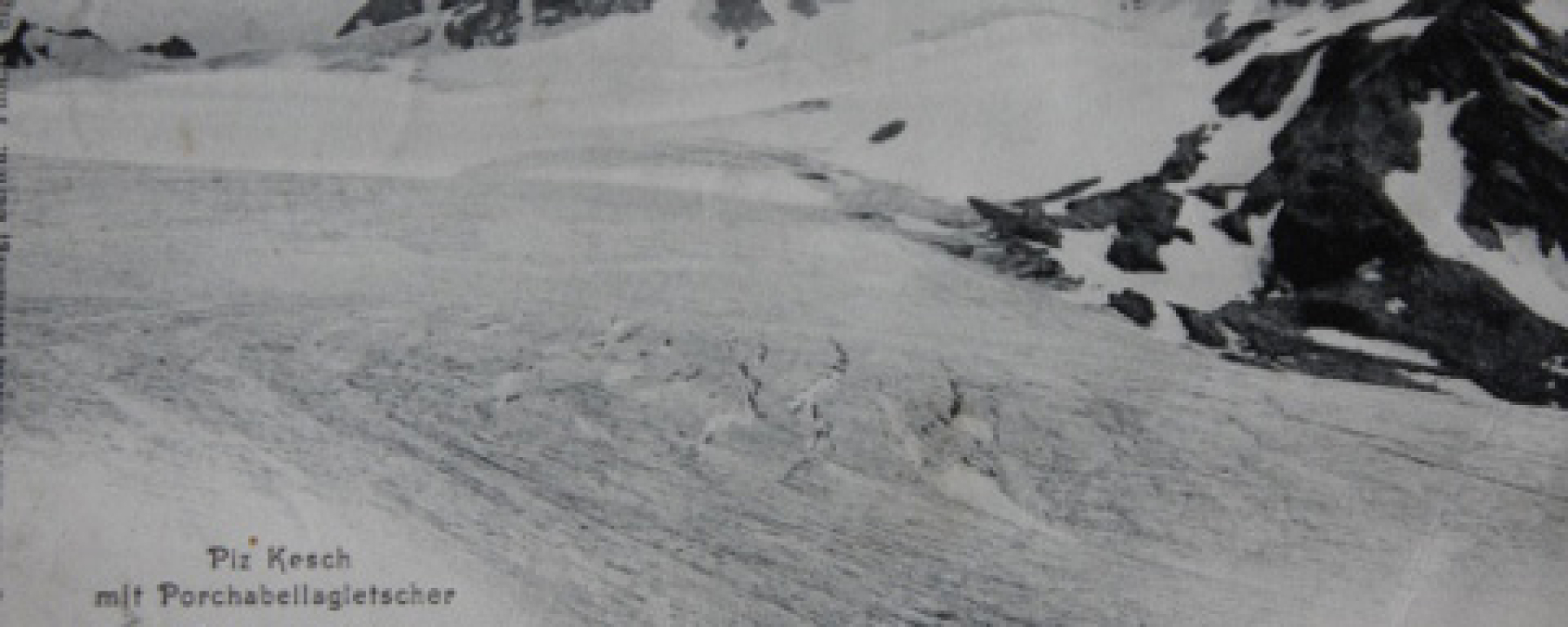 Der Porchabella-Gletscher und die Kesch-Hütte um 1900.