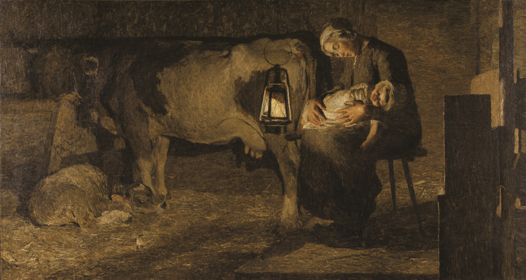 Le due madri – Die beiden Mütter, 1889: gewann 1896 die goldene Staatsmedaille der Vereinigung bildender Künstler «Osterreichs» (162,5 × 301 cm, Öl auf Leinwand, Gallerdia d'Arte Moderna, Mailand). Le due madri – Die beiden Mütter, 1889: gewann 1896 die goldene Staatsmedaille der Vereinigung bildender Künstler «Osterreichs» (162,5 × 301 cm, Öl auf Leinwand, Gallerdia d'Arte Moderna, Mailand).