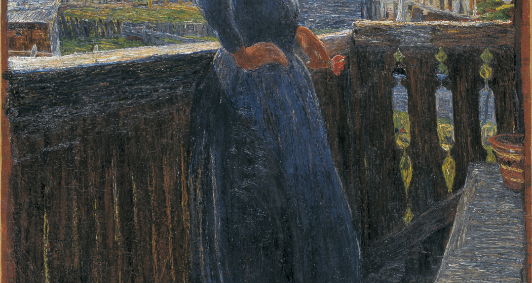 Sul balcone – Auf dem Balkon, 1892: (64,5 × 41 cm, Öl auf Leinwand, Bündner Kunstmuseum Chur, Depositum der Gottfried Keller-Stiftung). Sul balcone – Auf dem Balkon, 1892: (64,5 × 41 cm, Öl auf Leinwand, Bündner Kunstmuseum Chur, Depositum der Gottfried Keller-Stiftung).