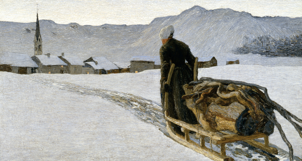Ritorno dal bosco – Rückkehr vom Wald, 1890: (64 × 95 cm, Öl auf Leinwand, Segantini Museum St.Moritz, Depositum der Otto Fischbacher Giovanni Segantini Stiftung). Ritorno dal bosco – Rückkehr vom Wald, 1890: (64 × 95 cm, Öl auf Leinwand, Segantini Museum St.Moritz, Depositum der Otto Fischbacher Giovanni Segantini Stiftung).