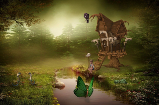 Märchenbild -Haus im Wald