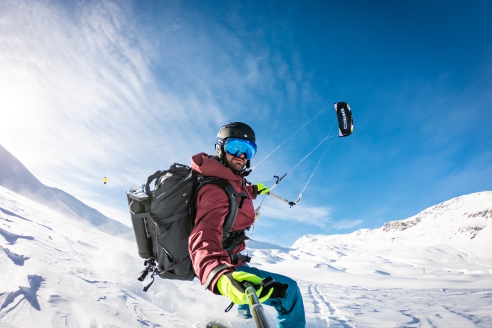 Snowkiten in Bivio