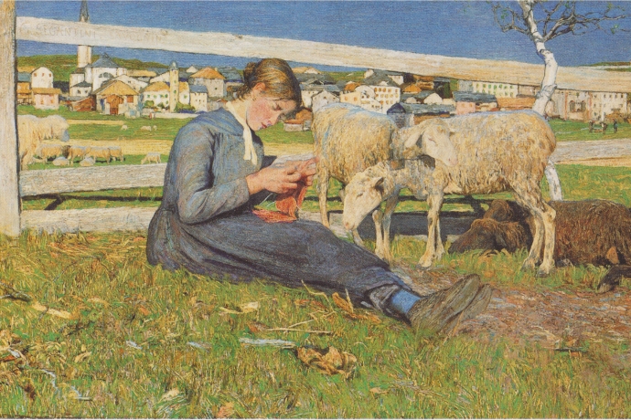 Giovanni Segantini: "Das strickende Mädchen"